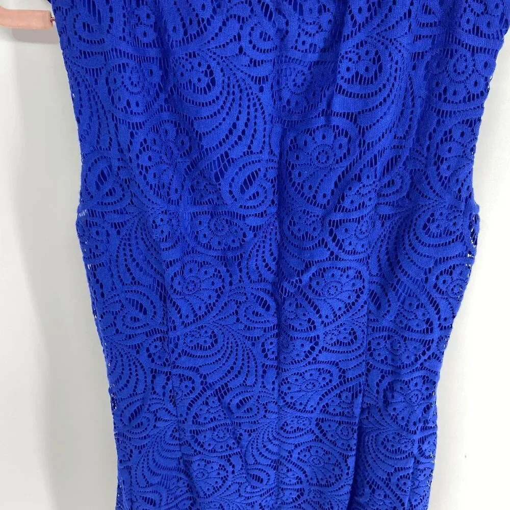 Eliza J womens royal blue preowned summer lace sleeveless shift dress 2